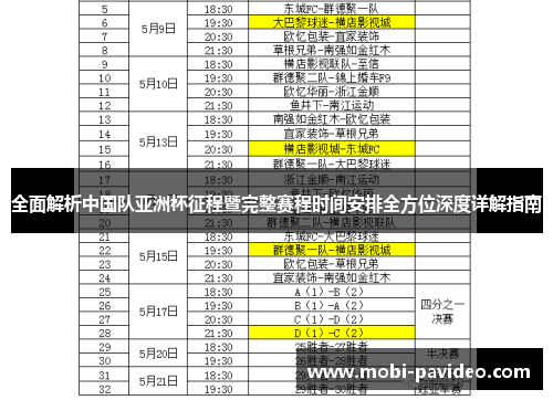 全面解析中国队亚洲杯征程暨完整赛程时间安排全方位深度详解指南 全面解析中国队亚洲杯征程暨完整赛程时间安排全方位深度详解指南
